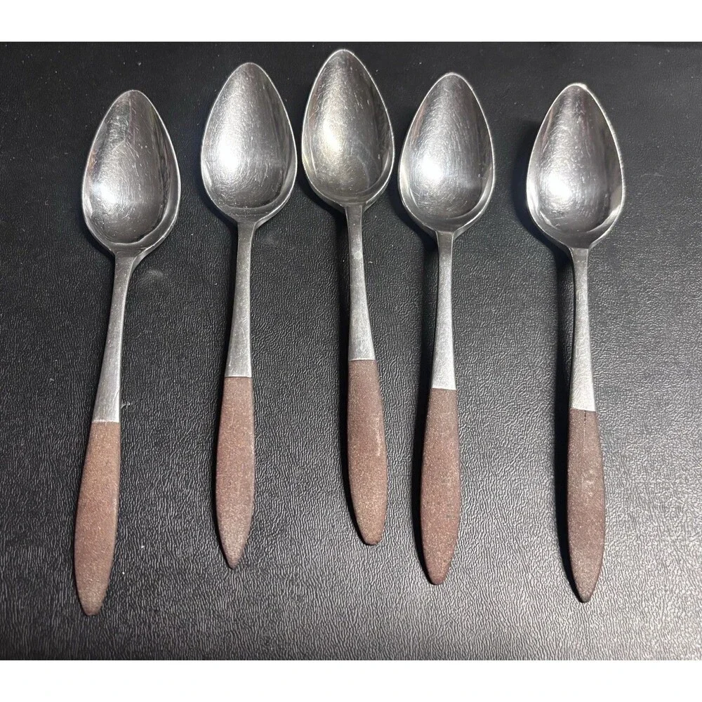 EPIC Forged Stainless Steel Silverware Flatware Brown Handle Vintage Retro